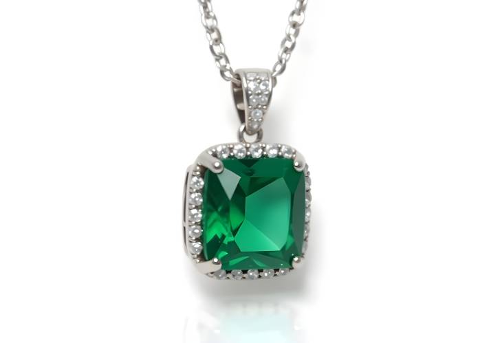 Luxe Emerald and Diamond Necklace Pendant